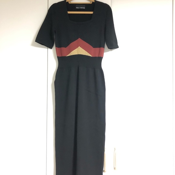 New ✨ TOMICA Dress in Black/Rust/Gold Mila Zovko - Picture 4 of 6
